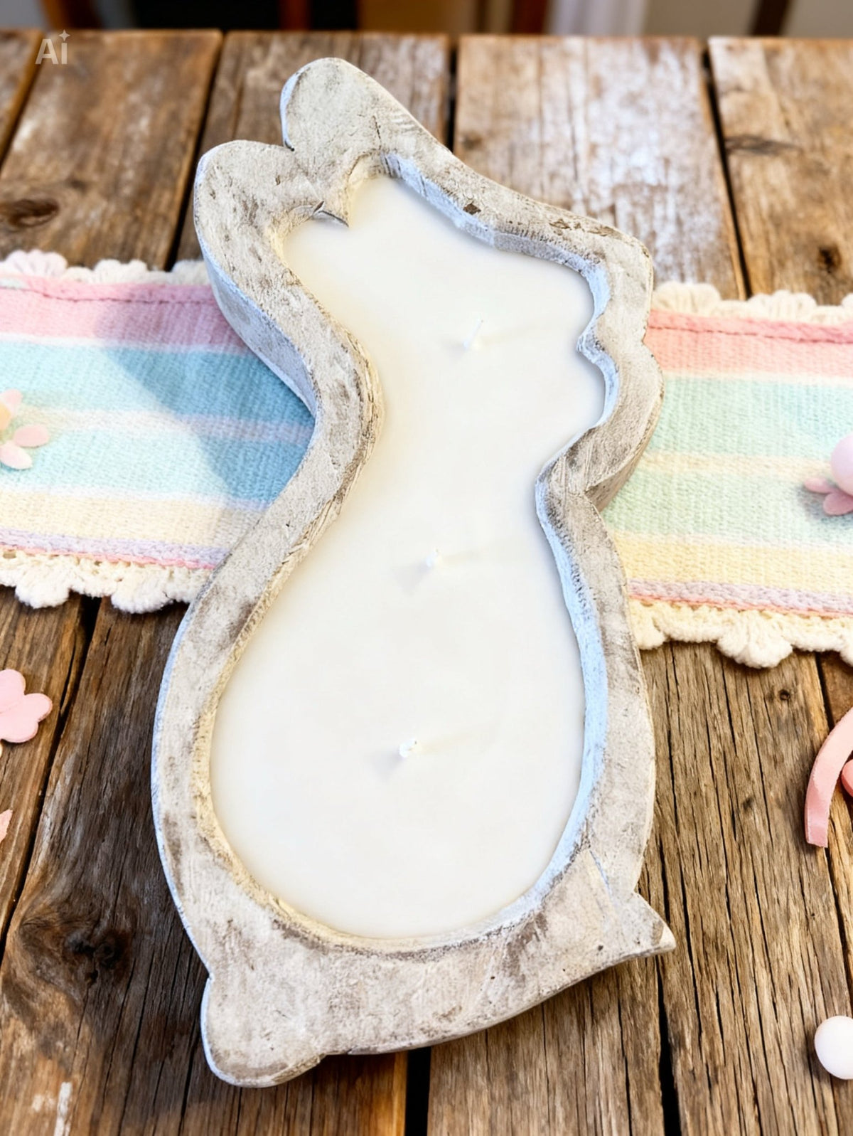Bunny Wooden Dough Bowl Candle | Limited Batch - Blessed Remedies Candle Co.