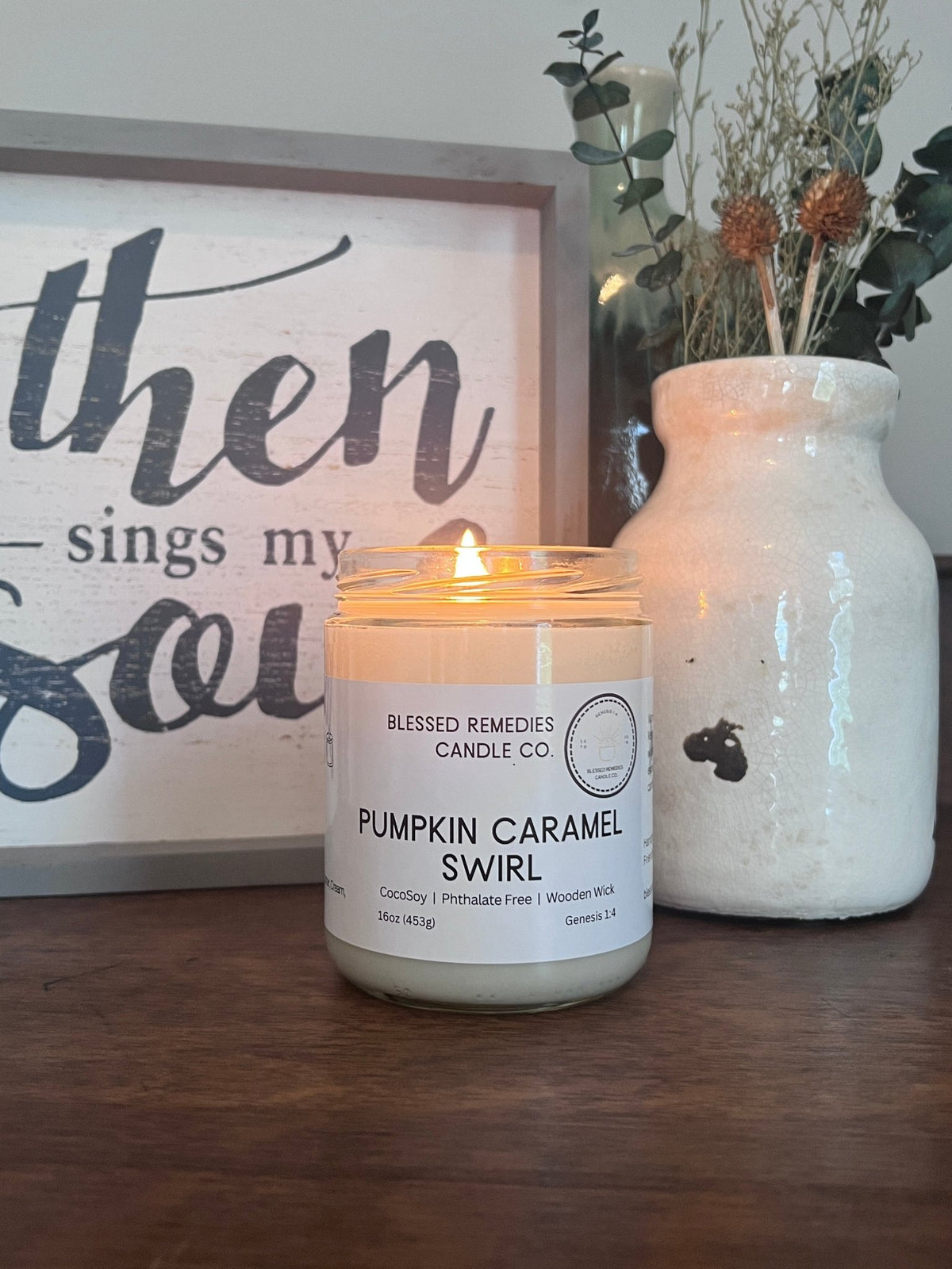 Pumpkin Caramel Swirl Coconut Soy Wax Scented Candle - Blessed Remedies Candle Co.