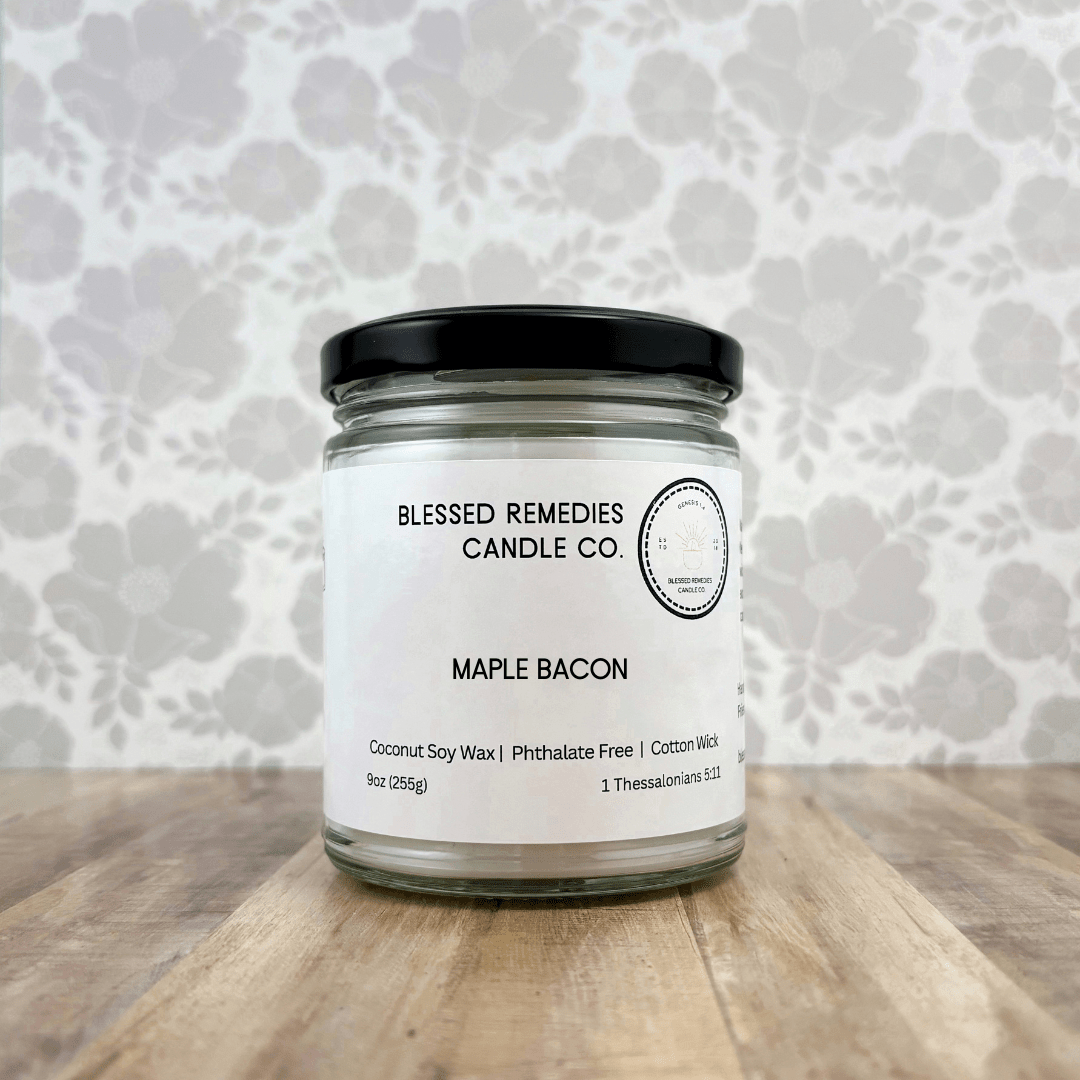 Maple Bacon 9oz Coconut Soy Candle with Cotton Wick - Blessed Remedies Candle Co.