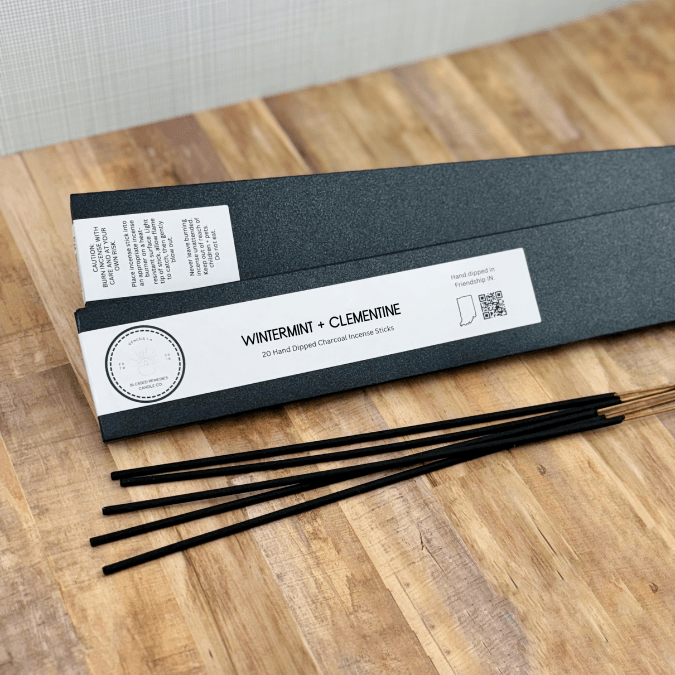 Wintermint + Clementine Hand-Dipped Charcoal Incense Sticks - Blessed Remedies Candle Co.