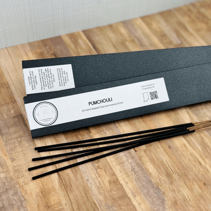 Pumchouli Hand-Dipped Charcoal Incense Sticks - Blessed Remedies Candle Co.