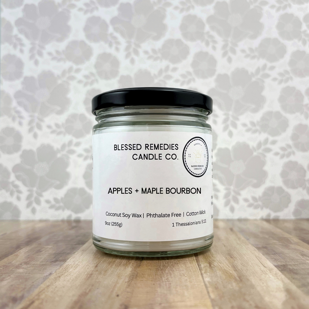 Apples + Maple Bourbon 9oz Coconut Soy Candle with Cotton Wick